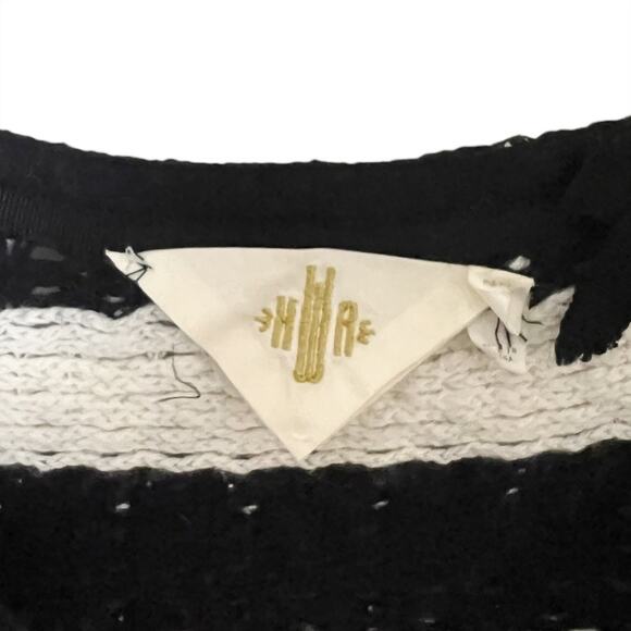 Anthropologie HWR Monogram Spike Striped Cardigan Sweater Small Black White - Picture 7 of 9
